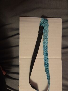 Blue Lace Stretch Headband with Black Elastic
